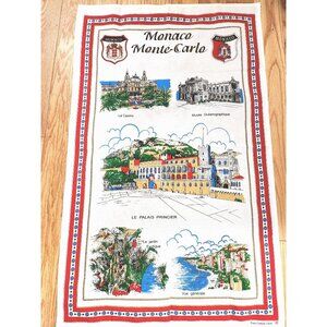 Monaco Monte-Carlo Tea Towel: Large Cotton Souvenir Kitchen Decor